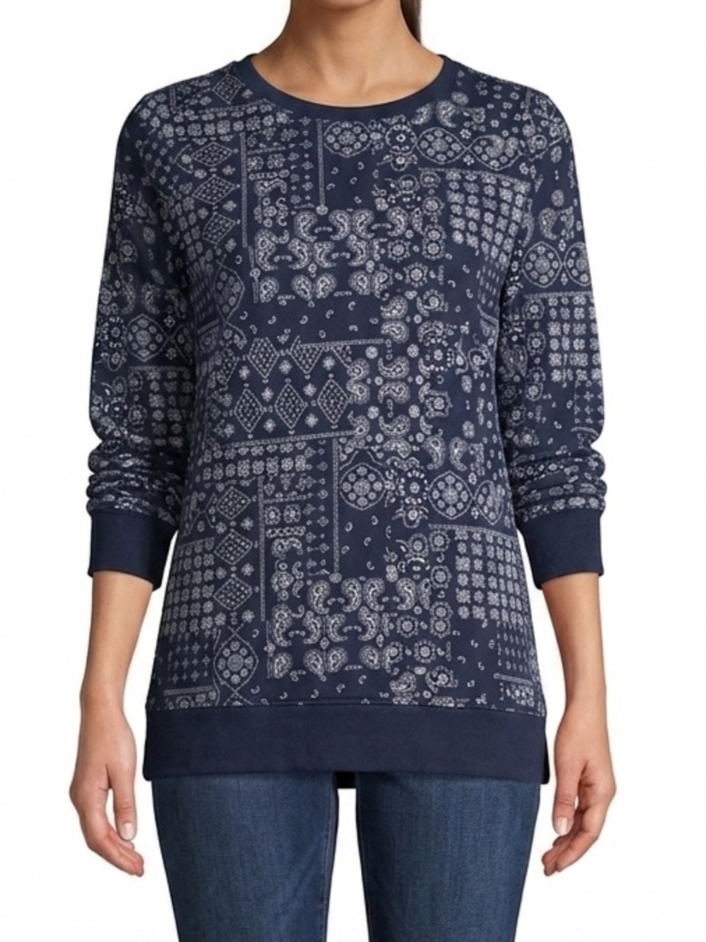 Lands End Paisley Tunic Sweatshirt